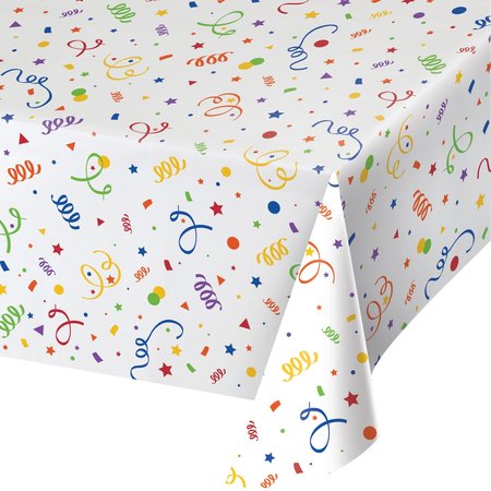 CREATIVE CONVERTING Confetti Plastic Tablecloth, 108"x54", 6PK 346630